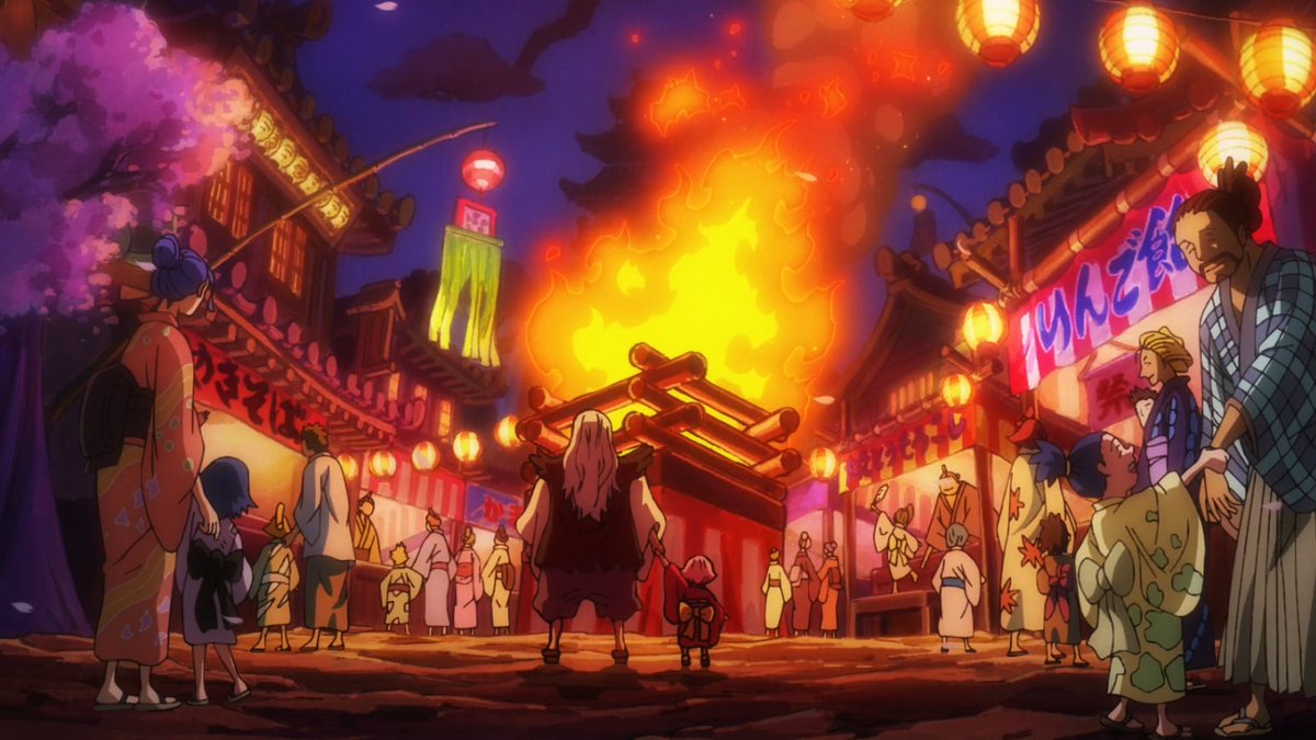アニメワンピース第1037話の火祭り