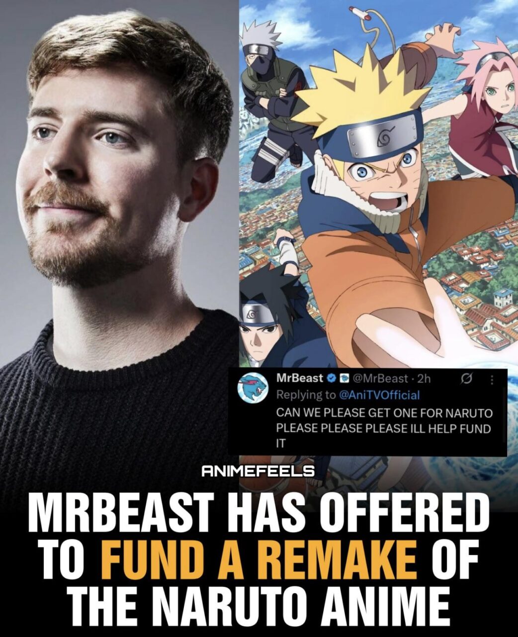 MrBeastがナルトに資金提供を申し出る