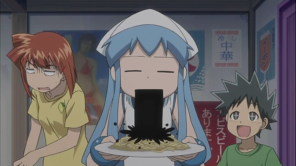 イカ娘のイカ墨パスタ